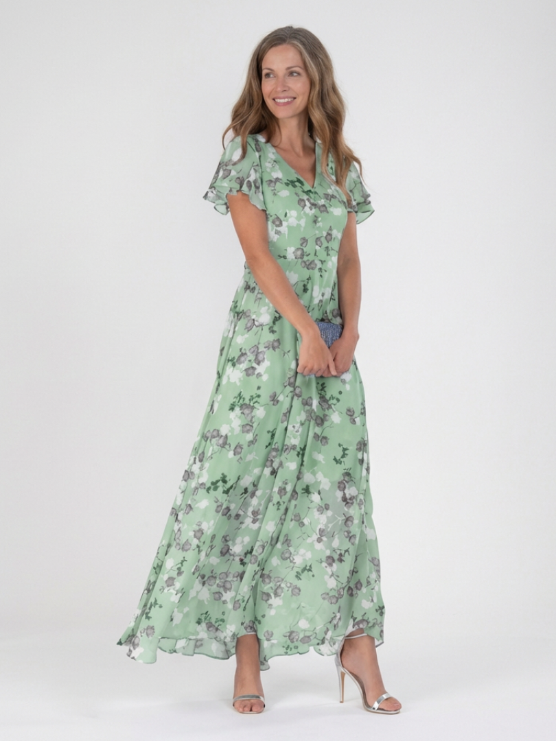 Noémie | Maxi-mekko kukkakuvioisesta sifongista