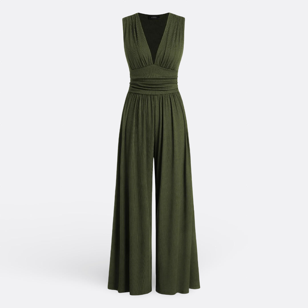 Leonor - Tyylikäs Hihaton Leveälahkeinen Haalarimekko